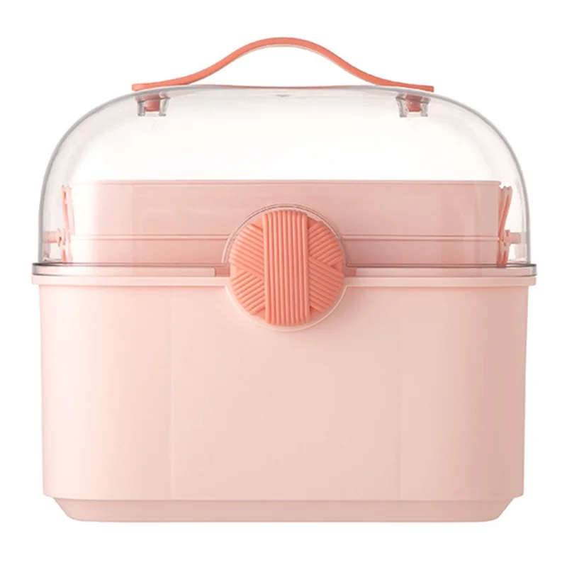 Medizinische Aufbewahrungsbox Große Kapazität Mehrschichtige Erste-Hilfe-Medikamenten- und Kosmetik-Organizer - Rosa