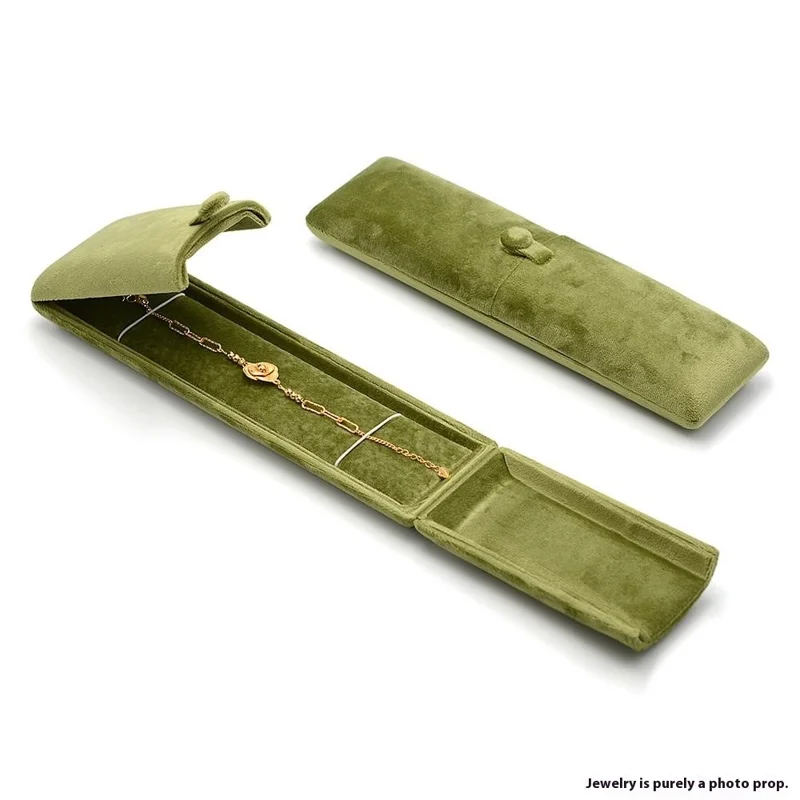 Double Open Jewelry Box Necklace Bracelet Storage Case Velvet Lined Display for Pendants