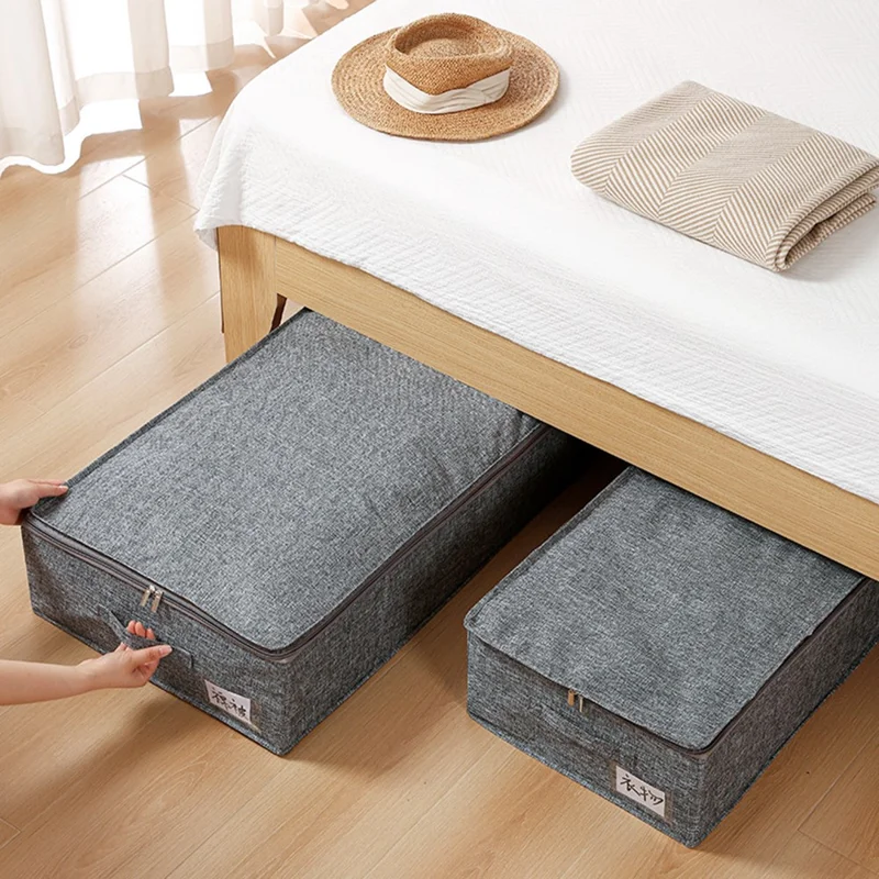 Underbed Storage Box 76 x 38 x 17cm Large Capacity Compartment Organizer Waterproof for Shoes / Clothes Sorting - Grey