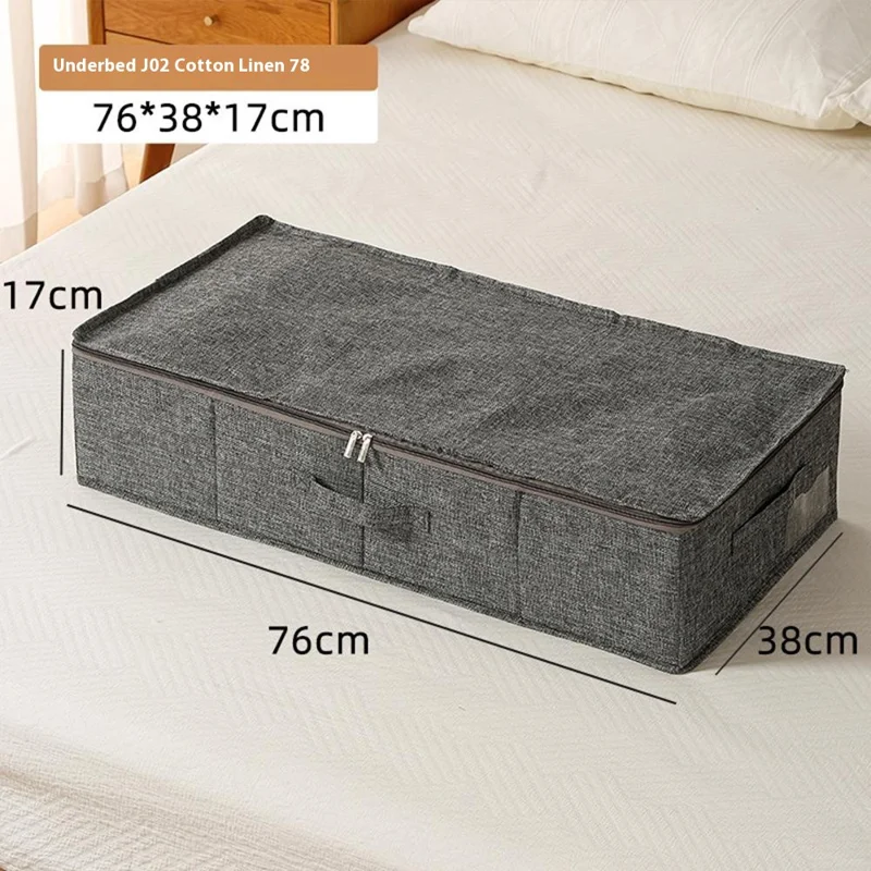 Underbed Storage Box 76 x 38 x 17cm Large Capacity Compartment Organizer Waterproof for Shoes / Clothes Sorting - Grey