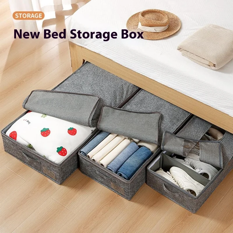 Unterbett-Aufbewahrungsbox 95 x 48 x 17 cm Großer Stauraum Organizer Wasserdicht für Schuhe / Kleidung Sortierung - Grau