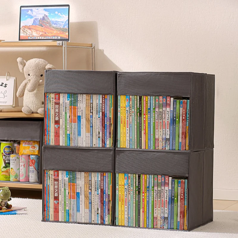 Storage Box Foldable Organizer Clear Window Multi-Function Container for Books Miscellaneous Items