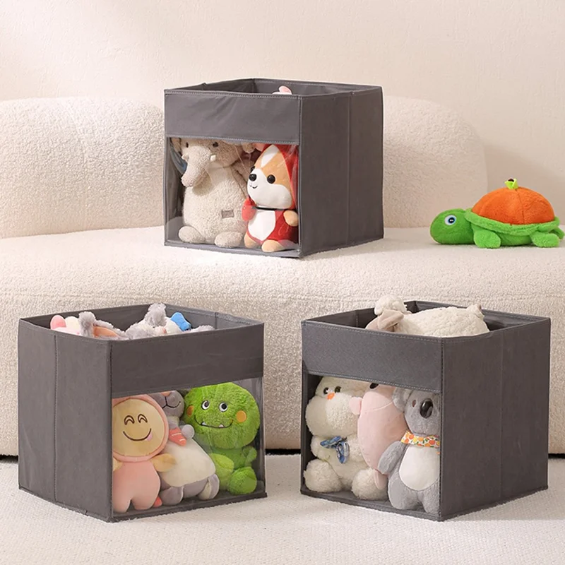 Storage Box Foldable Organizer Clear Window Multi-Function Container for Books Miscellaneous Items