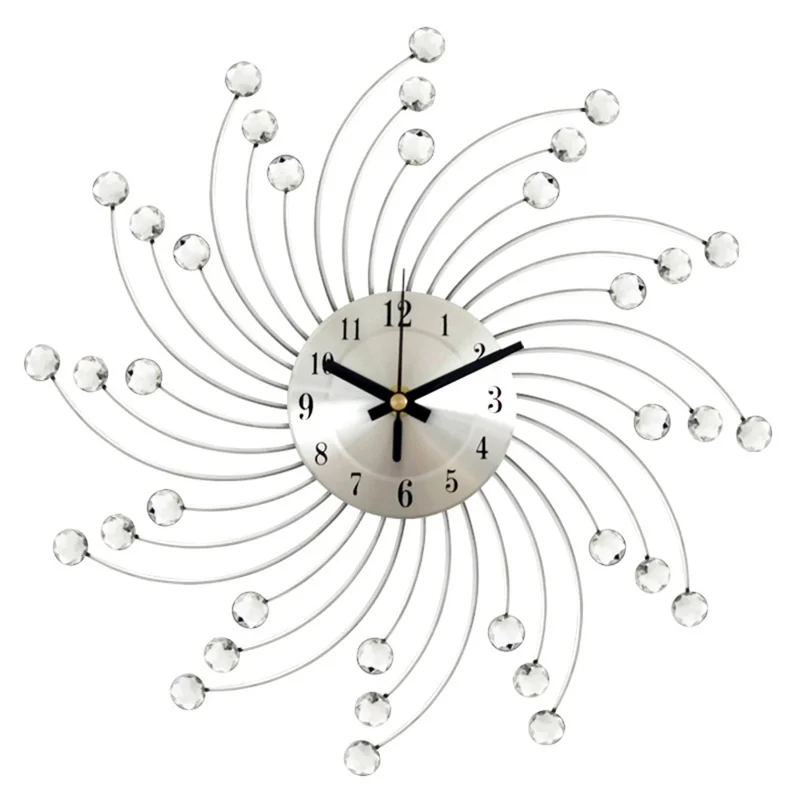 WM12 33 x 33cm Wall Mount Clock Wrought Iron Silent Quartz Clock for Living Room Decor