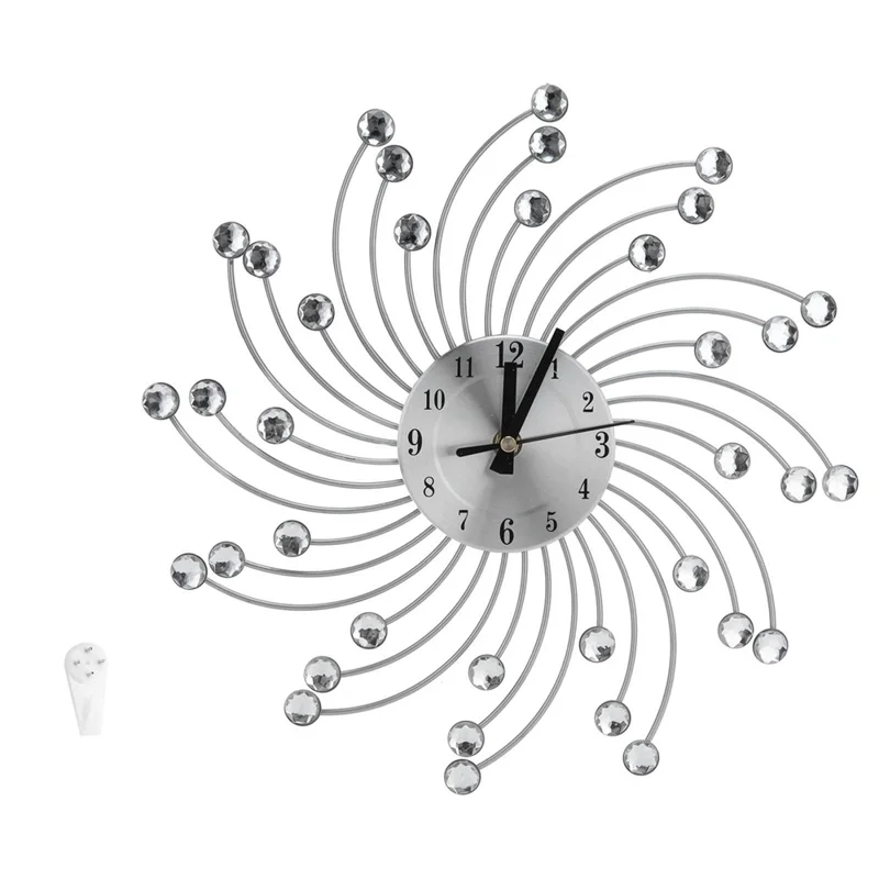WM12 33 x 33cm Wall Mount Clock Wrought Iron Silent Quartz Clock for Living Room Decor