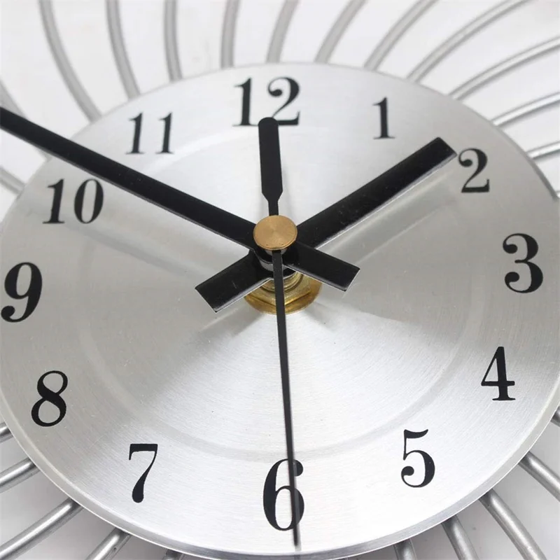 WM12 33 x 33cm Wall Mount Clock Wrought Iron Silent Quartz Clock for Living Room Decor