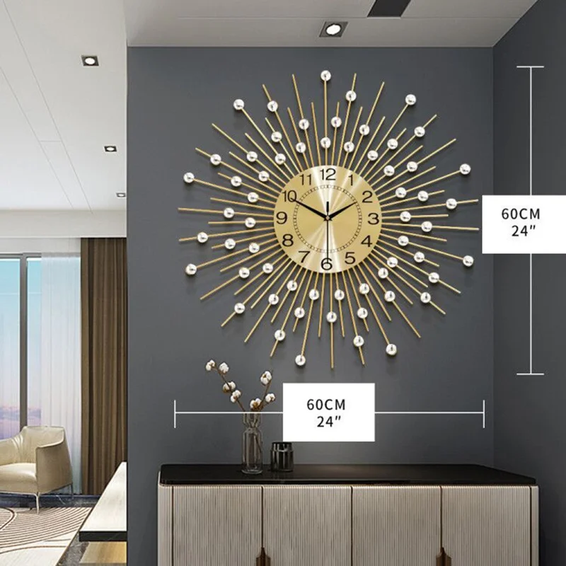 WM195 European Style Creative Wall Clock Modern Decorative Iron Art Quartz Clock for Living Room