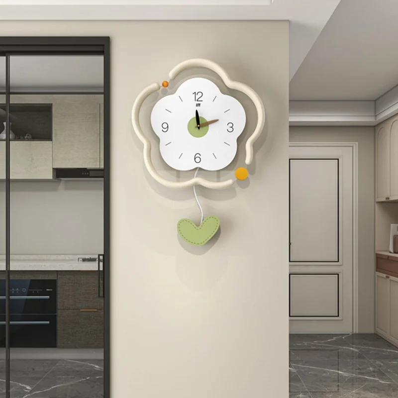 Reloj de Pared Silencioso de Forma de Flor de Madera y Acrílico, Creativo, Decoración para Salón y Hogar, Talla S