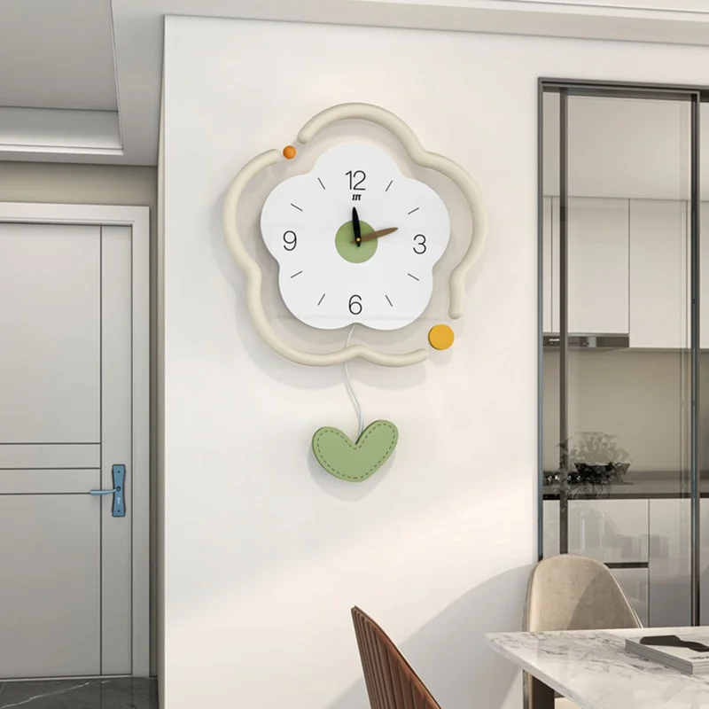 Reloj de Pared Silencioso de Forma de Flor de Madera y Acrílico, Creativo, Decoración para Salón y Hogar, Talla S