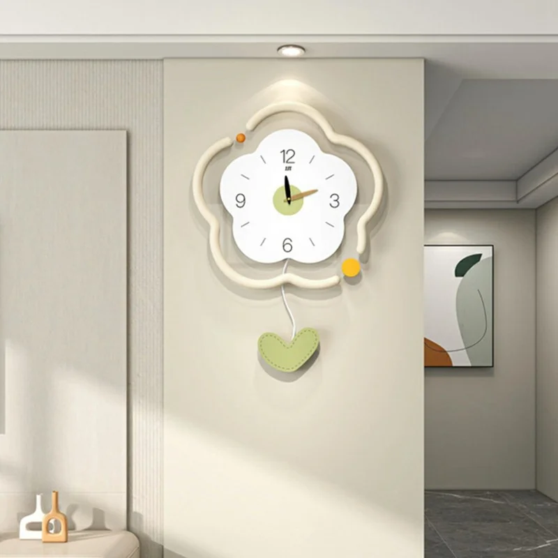 Flower Shape Wood + Acrylic Wall Clock Silent Creative Clock Living Room Home Decor, Size L