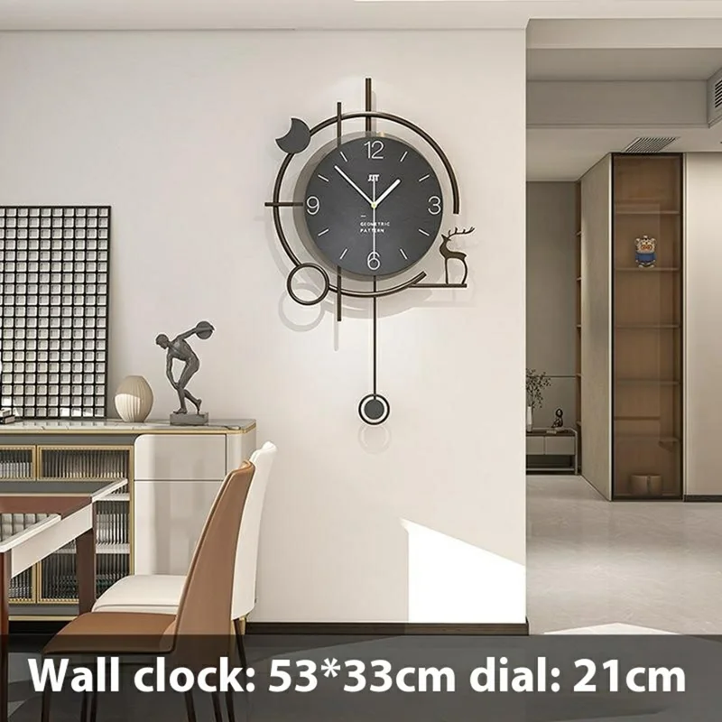 Moderne Wanduhr Dekorativ Holz Metall Quarz Uhr Wohnzimmer Kreative Leise Zeitmesser, Größe S