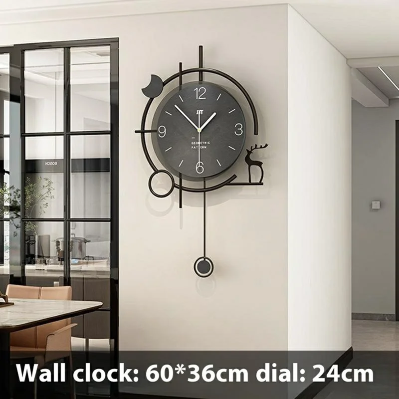 Moderne Wanduhr Dekorativ Holz Metall Quarz Uhr Wohnzimmer Kreative Leise Zeitanzeige, Größe M