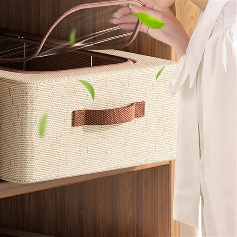 60 x 30 x 21cm Under Bed Shoe Storage Box with Dual Windows Cotton Linen Folding Clothes Organizer
