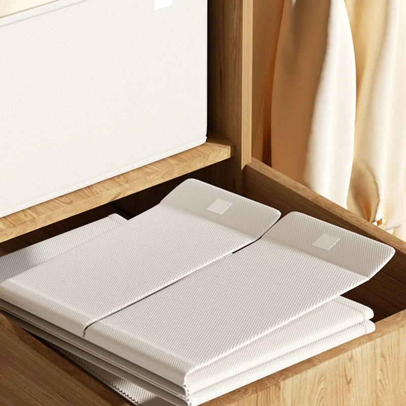 Caixa de Armazenamento Dobrável de Algodão e Linho 44 x 30 x 25cm com Tampa Dupla para Guarda-Roupa - Organizador Portátil