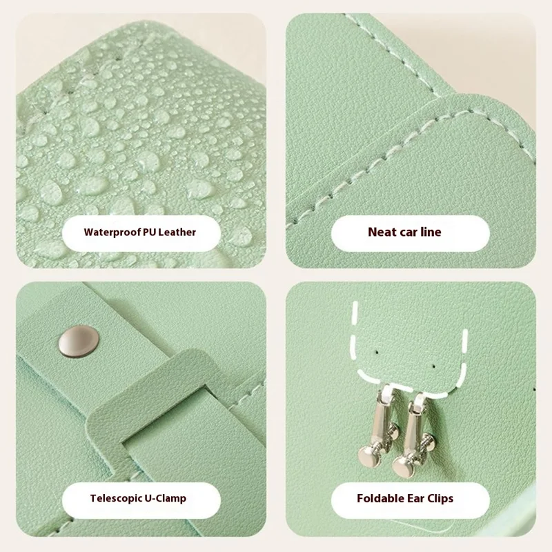 SP01260 Organizador de Pendientes Portátil Libro de Cuero de PU Bolsa de Almacenamiento de Joyas para Pendientes de Botón, Colgantes y Aros - Verde
