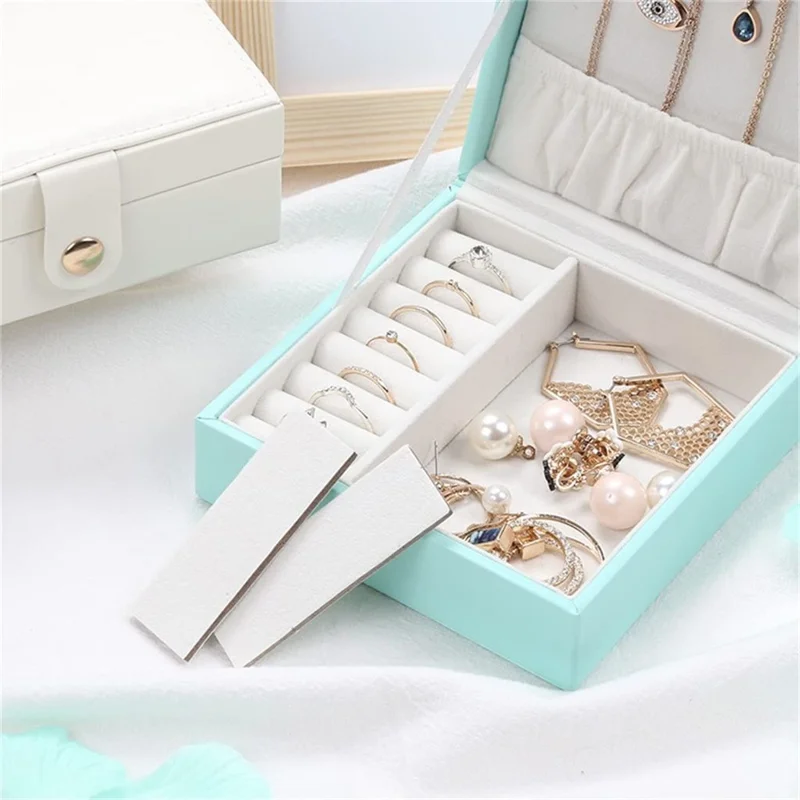 sp01176 Portable Jewelry Organizer Box PU Leather Storage Case for Earrings Rings Necklaces - Blue