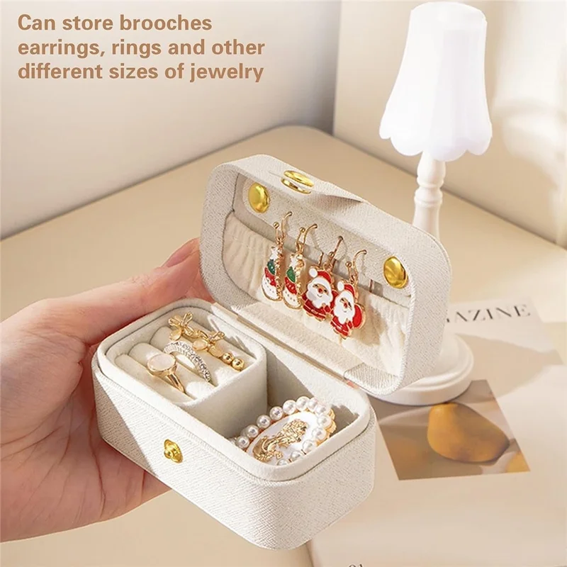 SP01258 Mini Boîte de Rangement pour Bijoux Portable Étui de Voyage pour Boucles d'Oreilles Clous et Bagues - Blanc