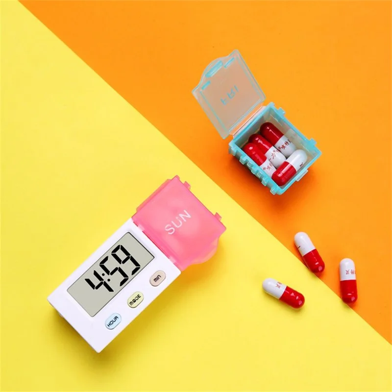 Organisateur de pilules portable à 7 compartiments Boîte de rangement hebdomadaire pour médicaments Conteneur multicolore