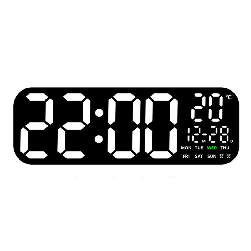 GH9016 19,5-Zoll-LED-Wanduhr Multifunktions-Kalenderanzeige Thermometer mit Fernbedienung - Weißes Gehäuse + Weißes Licht