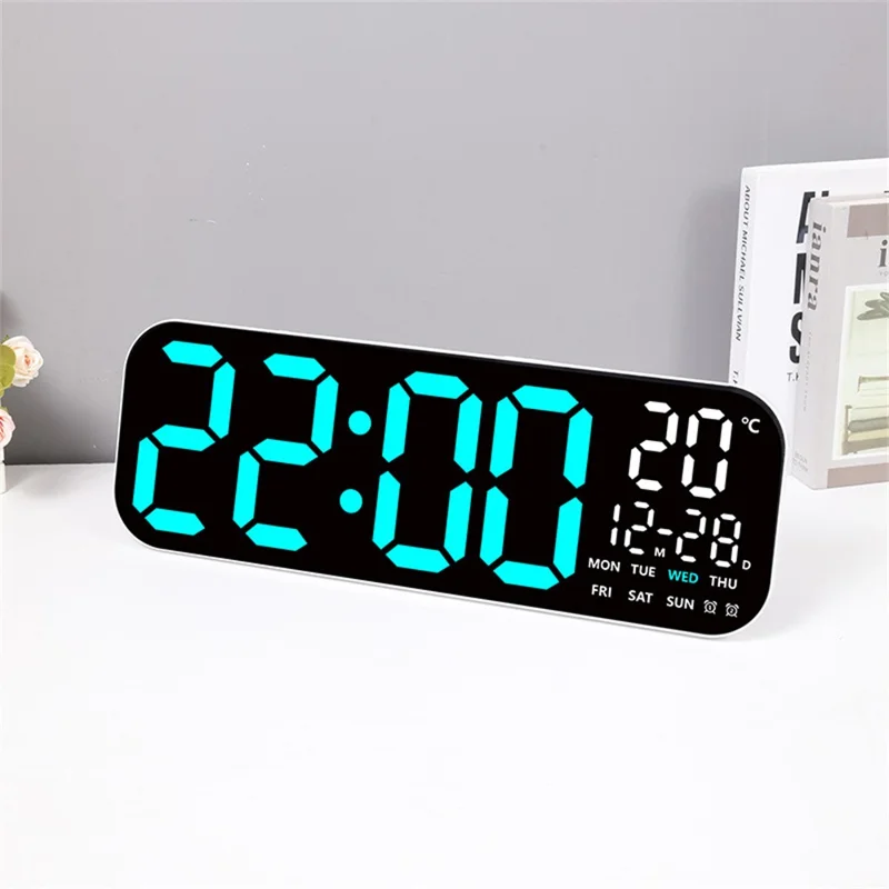 GH9016 19,5-Zoll-LED-Wanduhr Multifunktions-Kalenderanzeige Thermometer mit Fernbedienung - Weißes Gehäuse + Weißes Licht