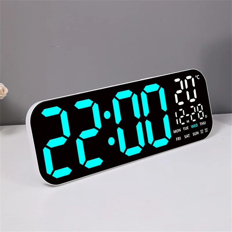 GH9016 19,5-Zoll-LED-Wanduhr Multifunktions-Kalenderanzeige Thermometer mit Fernbedienung - Weißes Gehäuse + Weißes Licht