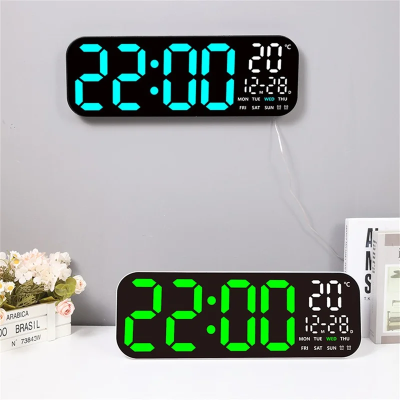 GH9016 19,5-Zoll-LED-Wanduhr Multifunktions-Kalenderanzeige Thermometer mit Fernbedienung - Weißes Gehäuse + Weißes Licht