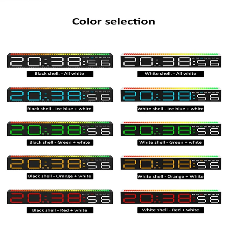 5517 12 / 24H Display LED Digital Clock with Sound Pickup RGB Rhythm Light Electronic Clock for Bedroom - Black Shell+White Light