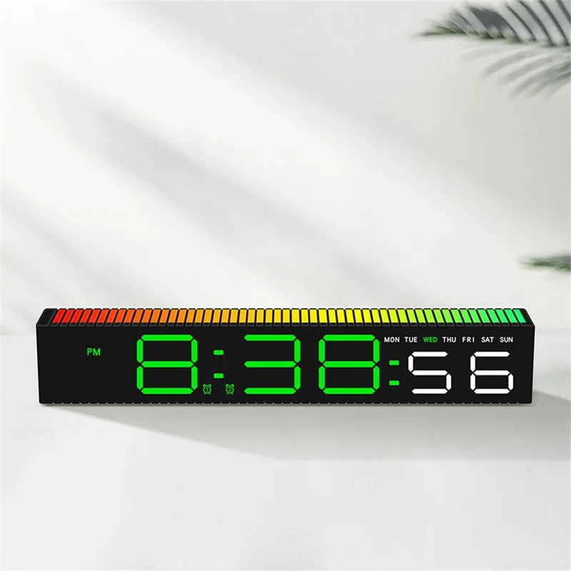 5517 12 / 24H Display LED Digital Clock with Sound Pickup RGB Rhythm Light Electronic Clock for Bedroom - Black Shell+White Light