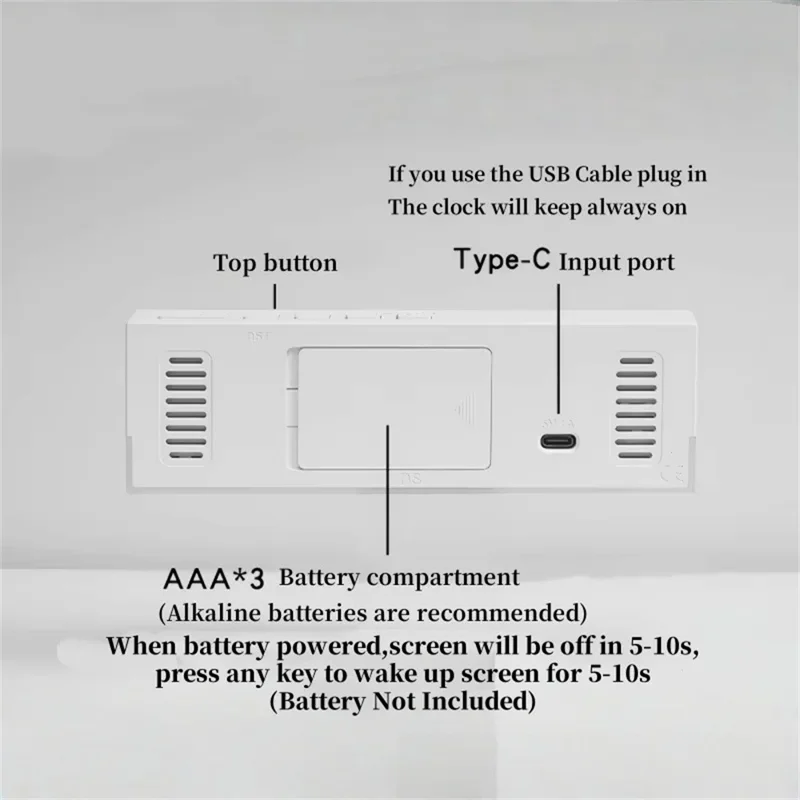 5519 Multifunction LED Digital Alarm Clock Temperature Display Bedside Clock with Ambient Light - Black Shell+Green Light
