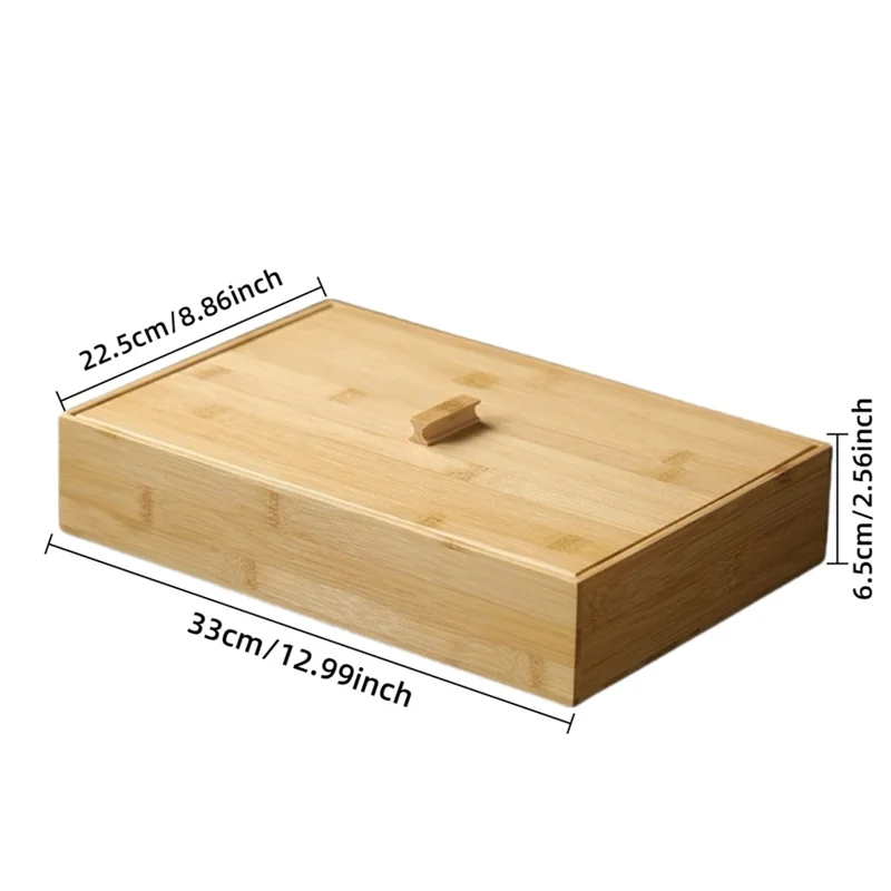 Bamboo Divided Organizer Food Storage Box with 6 Compartments for Snacks (BPA-Free, No FDA Certificate)