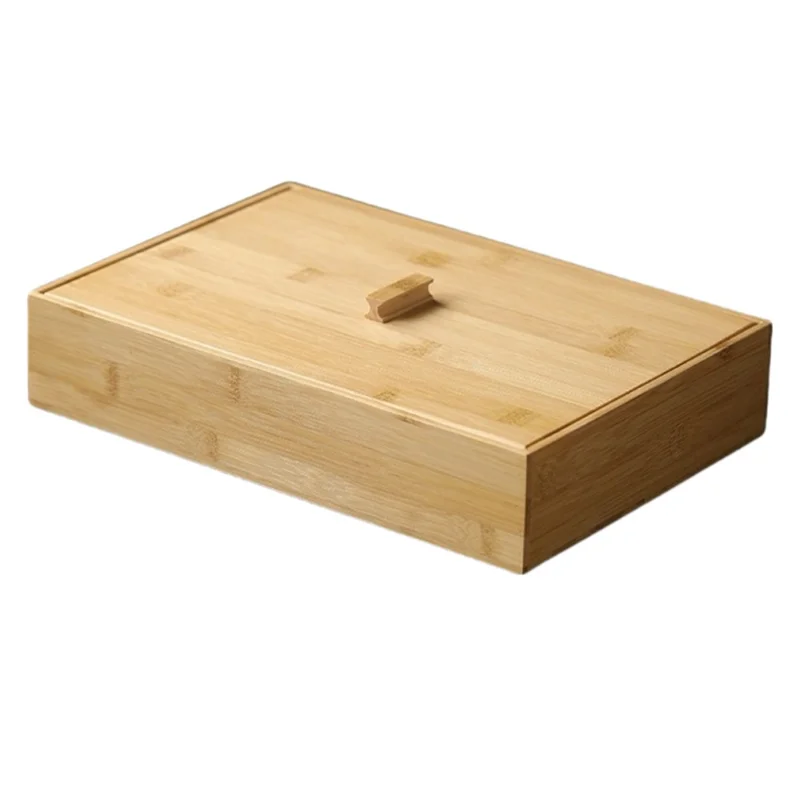 Bamboo Divided Organizer Food Storage Box with 6 Compartments for Snacks (BPA-Free, No FDA Certificate)