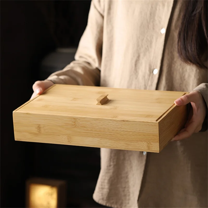 Bamboo Divided Organizer Food Storage Box with 6 Compartments for Snacks (BPA-Free, No FDA Certificate)