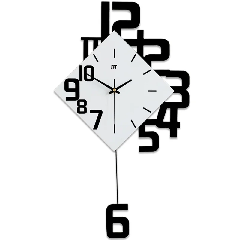 JT1850 50x84cm Stile Minimalista Orologio da Parete in Ferro Battuto con Quadrante in Legno Orologio al Quarzo per la Decorazione della Casa