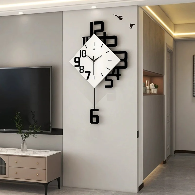 JT1850 50x84cm Stile Minimalista Orologio da Parete in Ferro Battuto con Quadrante in Legno Orologio al Quarzo per la Decorazione della Casa