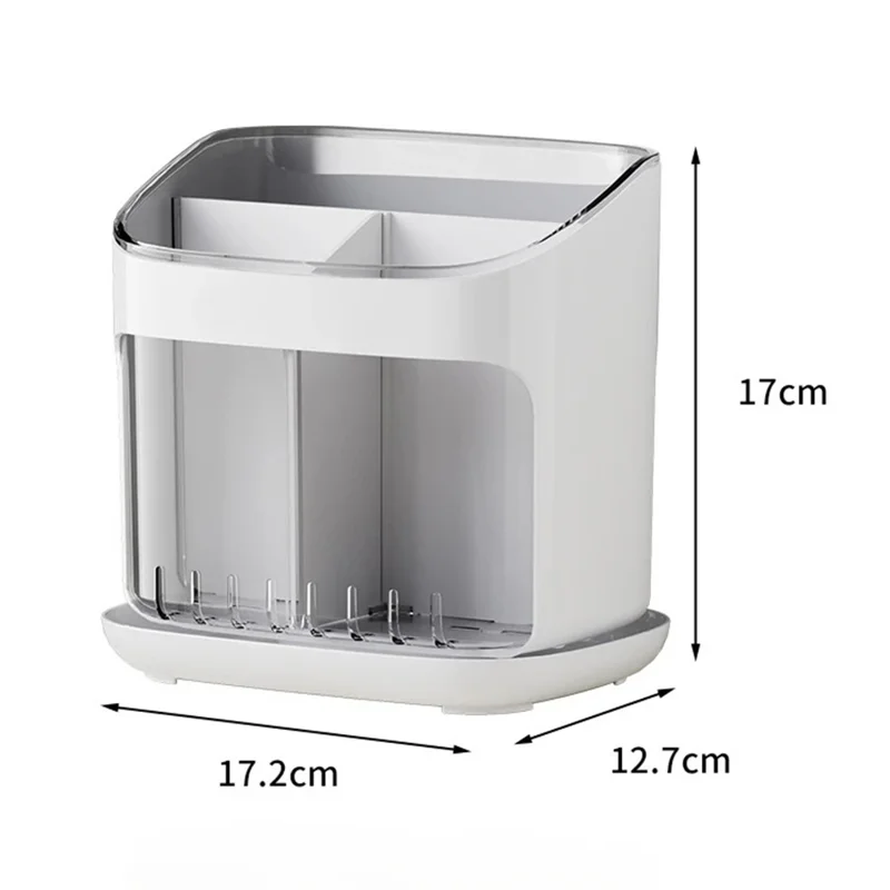 Wall Mounted  /  Freestanding Plastic Chopstick Holder Kitchen Utensil Organizer Cutlery Storage Drainer Rack - Transparent Green