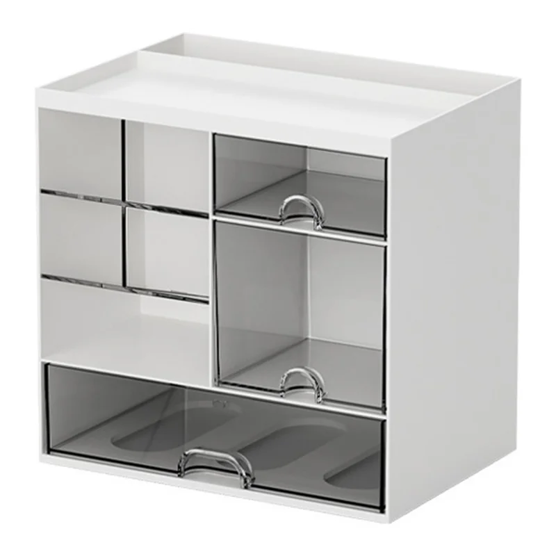 JW1850 Space Saving Desktop Organizer with Drawers for Office Workspace Multipurpose Storage Box