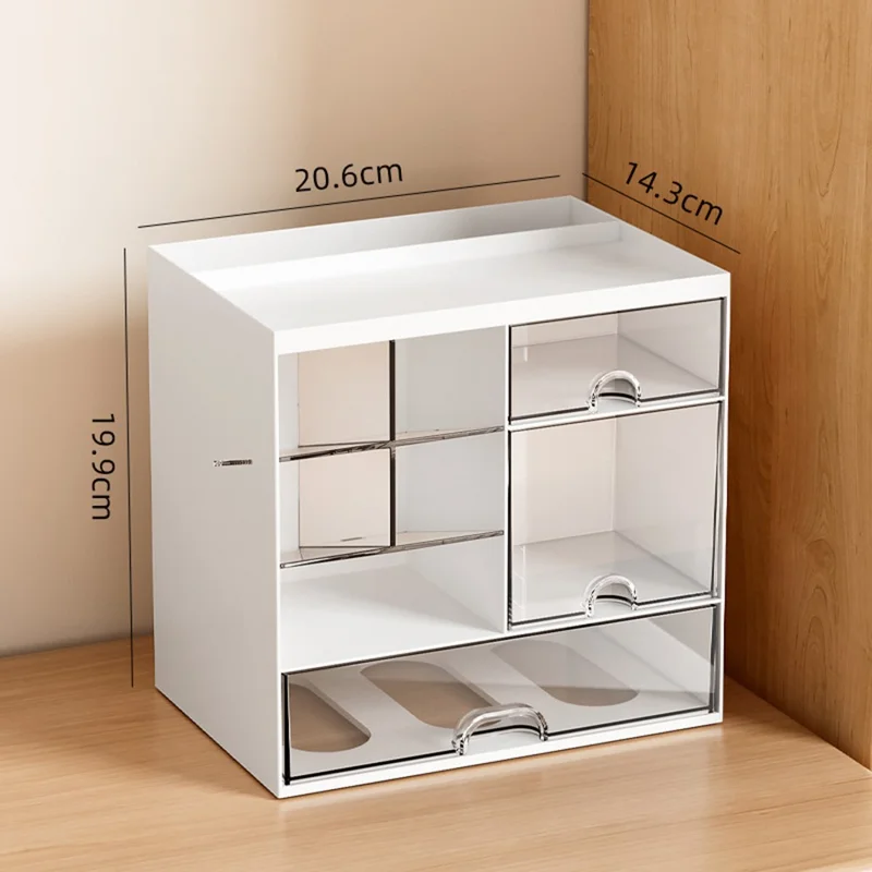 JW1850 Space Saving Desktop Organizer with Drawers for Office Workspace Multipurpose Storage Box