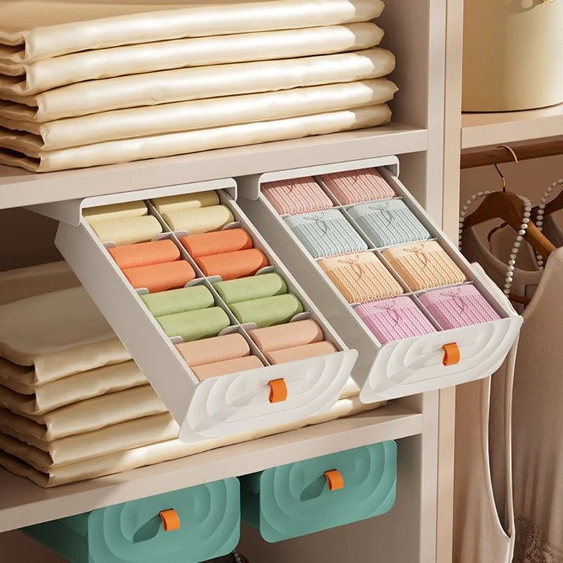 Drawer Organizer for Underwear Socks Bras  /  Removable Dividers  /  DIY Adjustable Storage Box for Closet - White