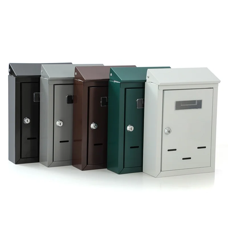 2808 Wall Mounted Mailbox with 2 Keys Outdoor Secure Metal Letter Box for Mail Magazines Newspapers - Black