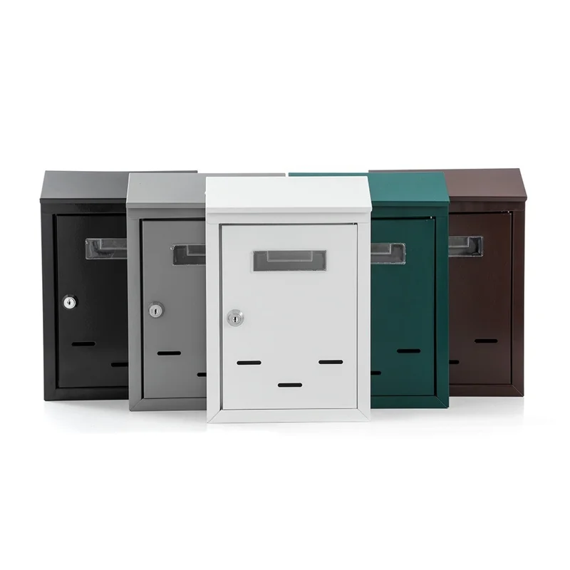 2808 Wall Mounted Mailbox with 2 Keys Outdoor Secure Metal Letter Box for Mail Magazines Newspapers - Black