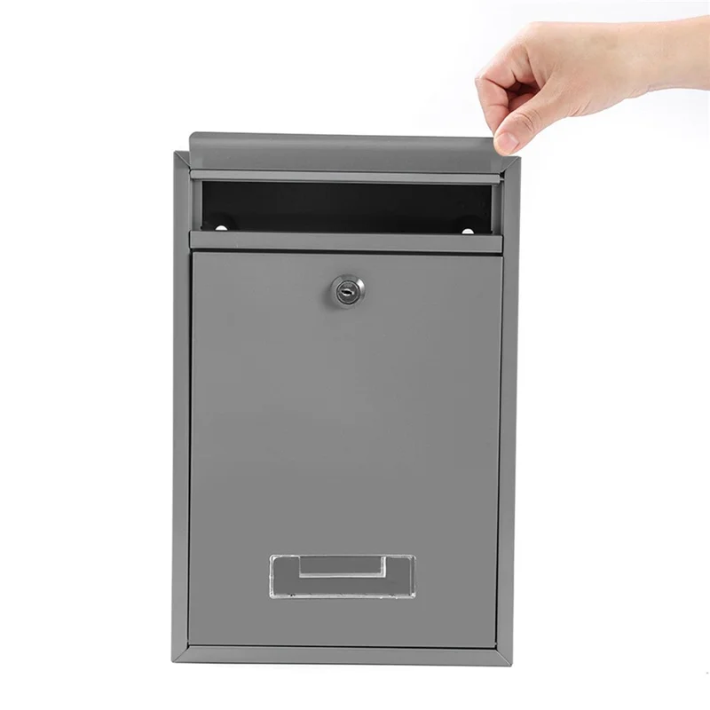 2807 Wall Mounted Mailbox with 2 Keys Outdoor Security Letterbox for Letters Magazines Newspapers Metal Post Box - Grey