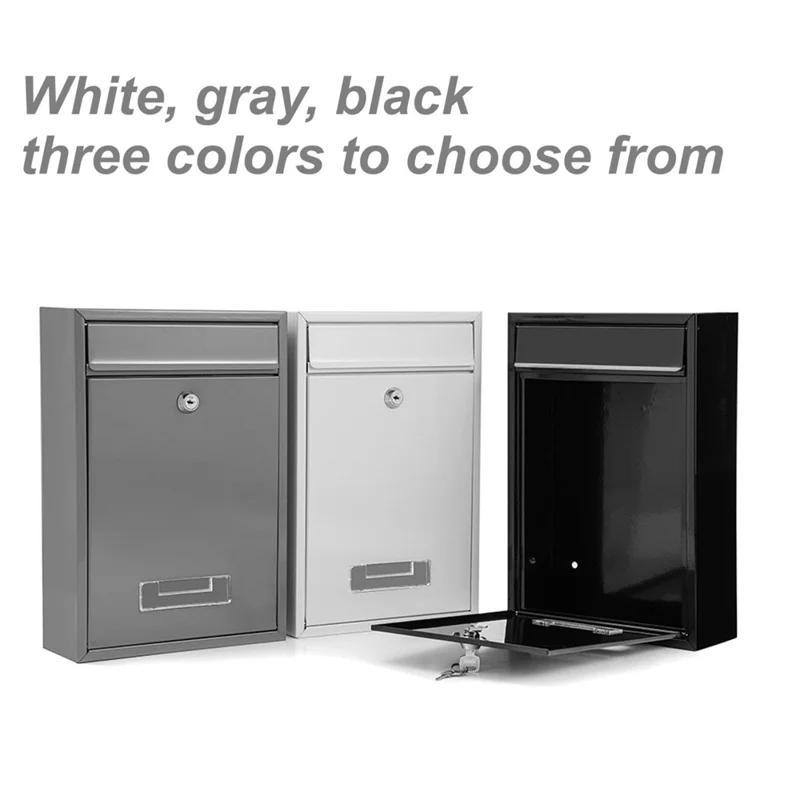 2807 Wall Mounted Mailbox with 2 Keys Outdoor Security Letterbox for Letters Magazines Newspapers Metal Post Box - Black