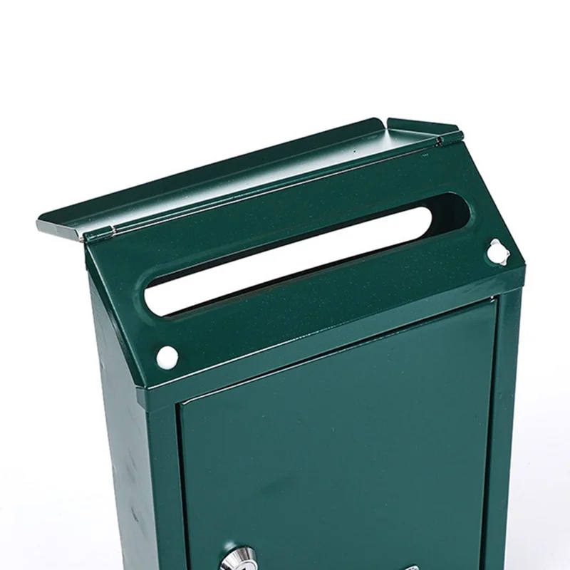 2801 Wall Mounted Mailbox with 2 Keys Outdoor  Lock Security Letter Box Metal Suggestion Box - Black