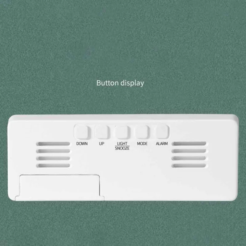 LED Digital Alarm Clock for Students Mirror Surface Desktop Clock with Voice Control Function - Black Shell+Black Surface+White Light