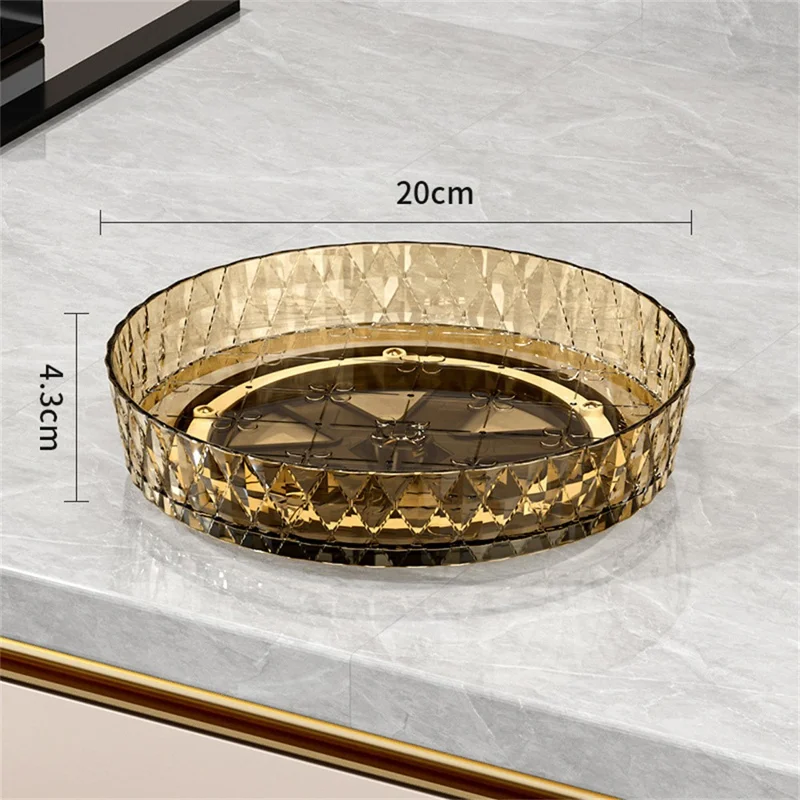 Organisateur de stockage rotatif pour épices de cuisine, fruits, base pivotante à 360°, conteneur multifonction pour bureau - Transparent Marron