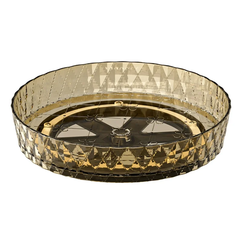 Organisateur de stockage rotatif pour épices de cuisine, fruits, base pivotante à 360°, conteneur multifonction pour bureau - Transparent Marron