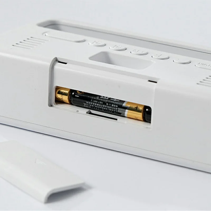 5520 Multifunctional LED Digital Clock with Ambient Light Sleep Mode Auto Brightness Bedside Alarm Clock - White Shell+Blue Light