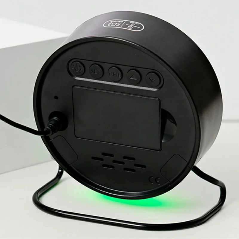 2813 2 Modes LED Desktop Alarm Clock Temperature Display Brightness Control Digital Timer with Stand - Round / White Shell+Blue Light