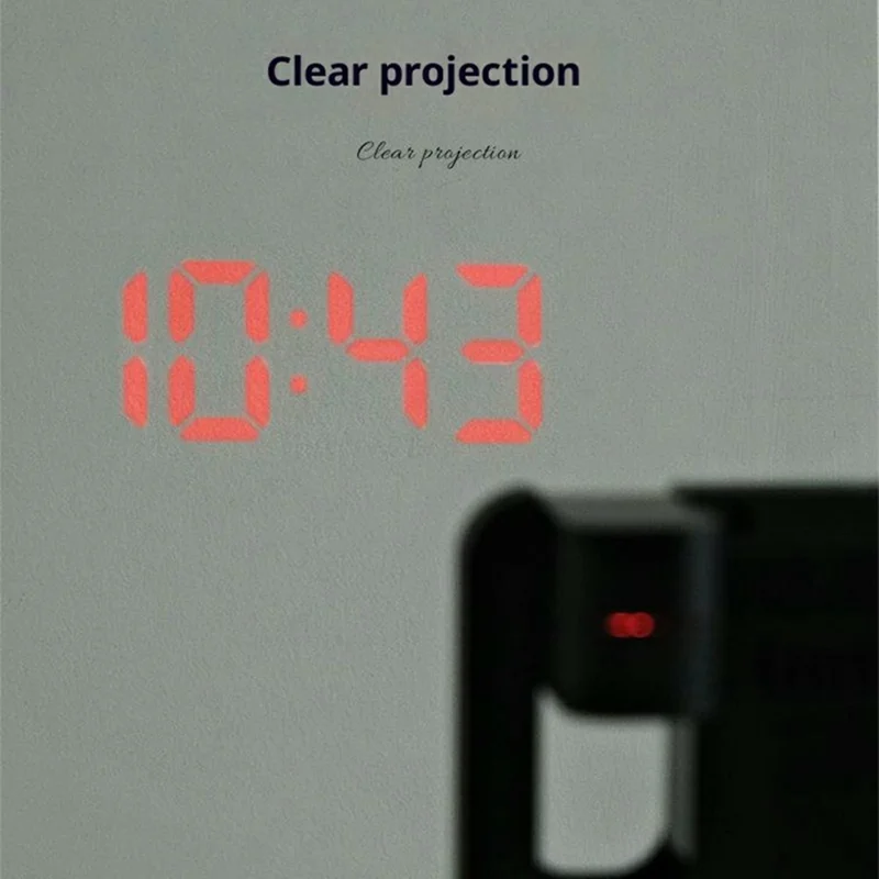 2311 Multifunctional Projection Alarm Clock LCD Digital Clock Temperature Humidity Monitor - Black Shell+White Screen