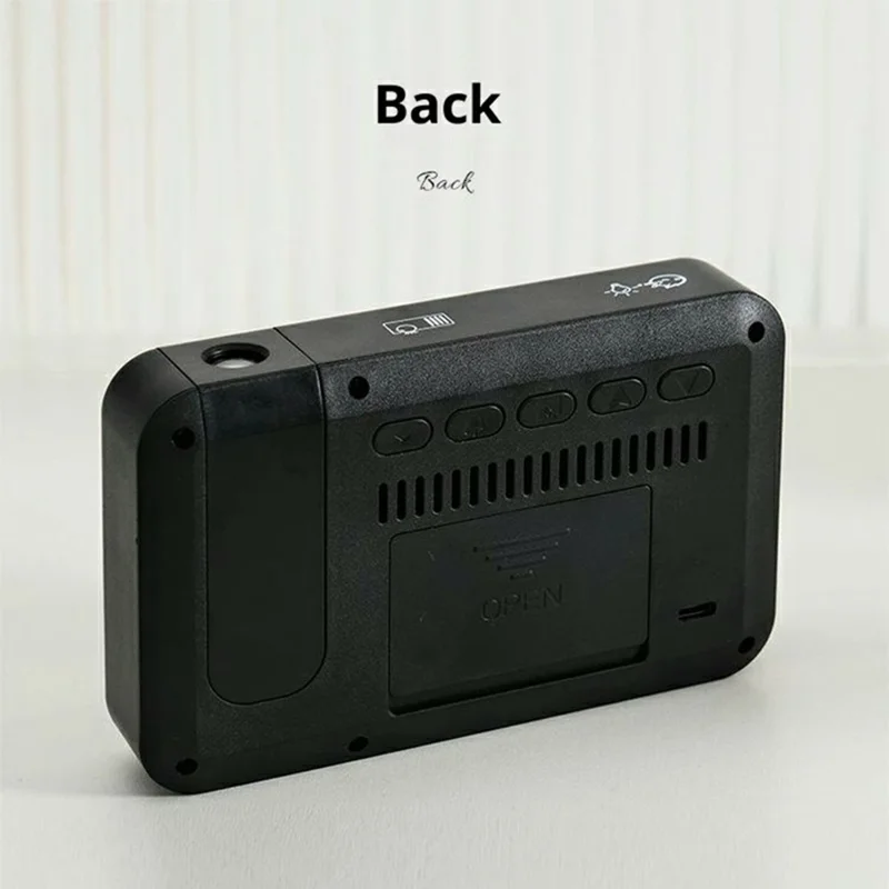 2311 Multifunctional Projection Alarm Clock LCD Digital Clock Temperature Humidity Monitor - Black Shell+White Screen